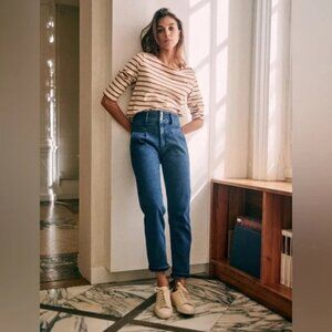 💕SEZANE💕 Sama High Waisted Tapered Jeans ~ Blue Denim 36 EU = US 4 NWT